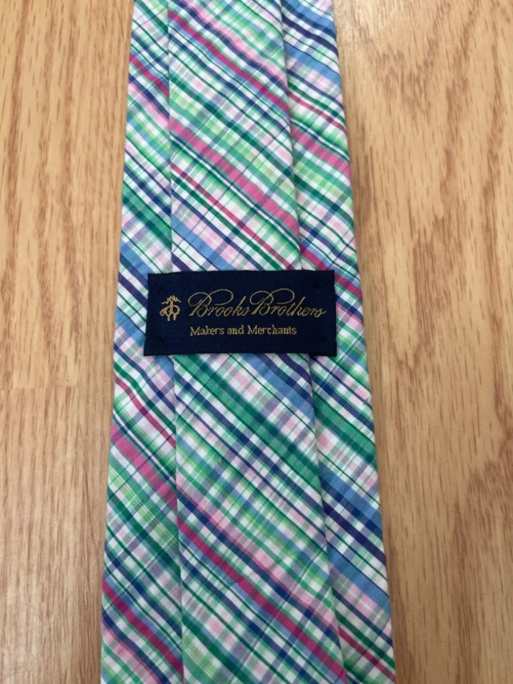 Brooks Brothers Spring / Summer Print Green Blue & Pink Plaid Tie